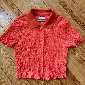3/$20 NWOT Urban Outfitters Orange Collared Cropped Shirt Sz Med